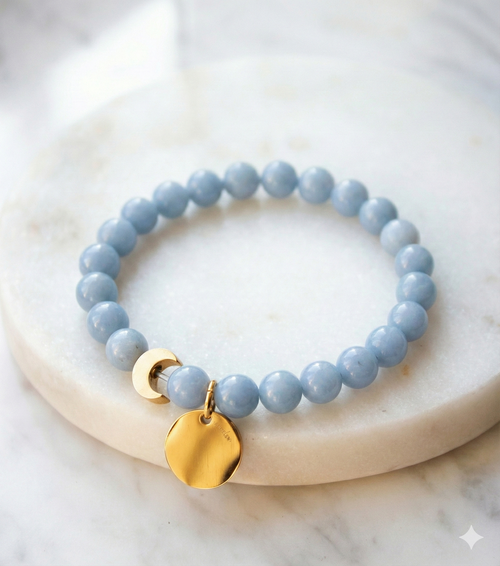 Bransoletka z księżycem i zawieszką - małe kamienie