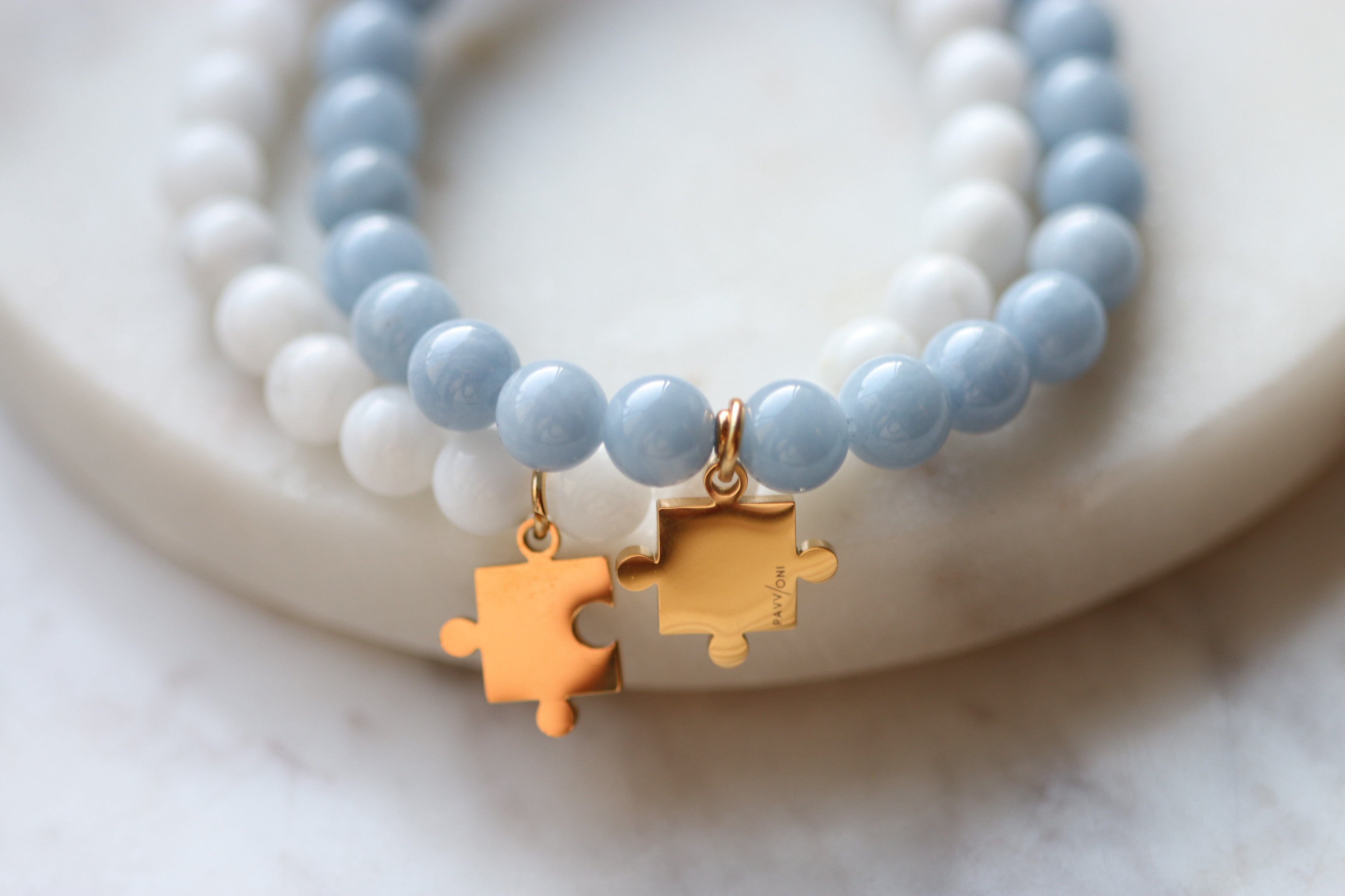 Zestaw Puzzle angelit + kamień księżycowy