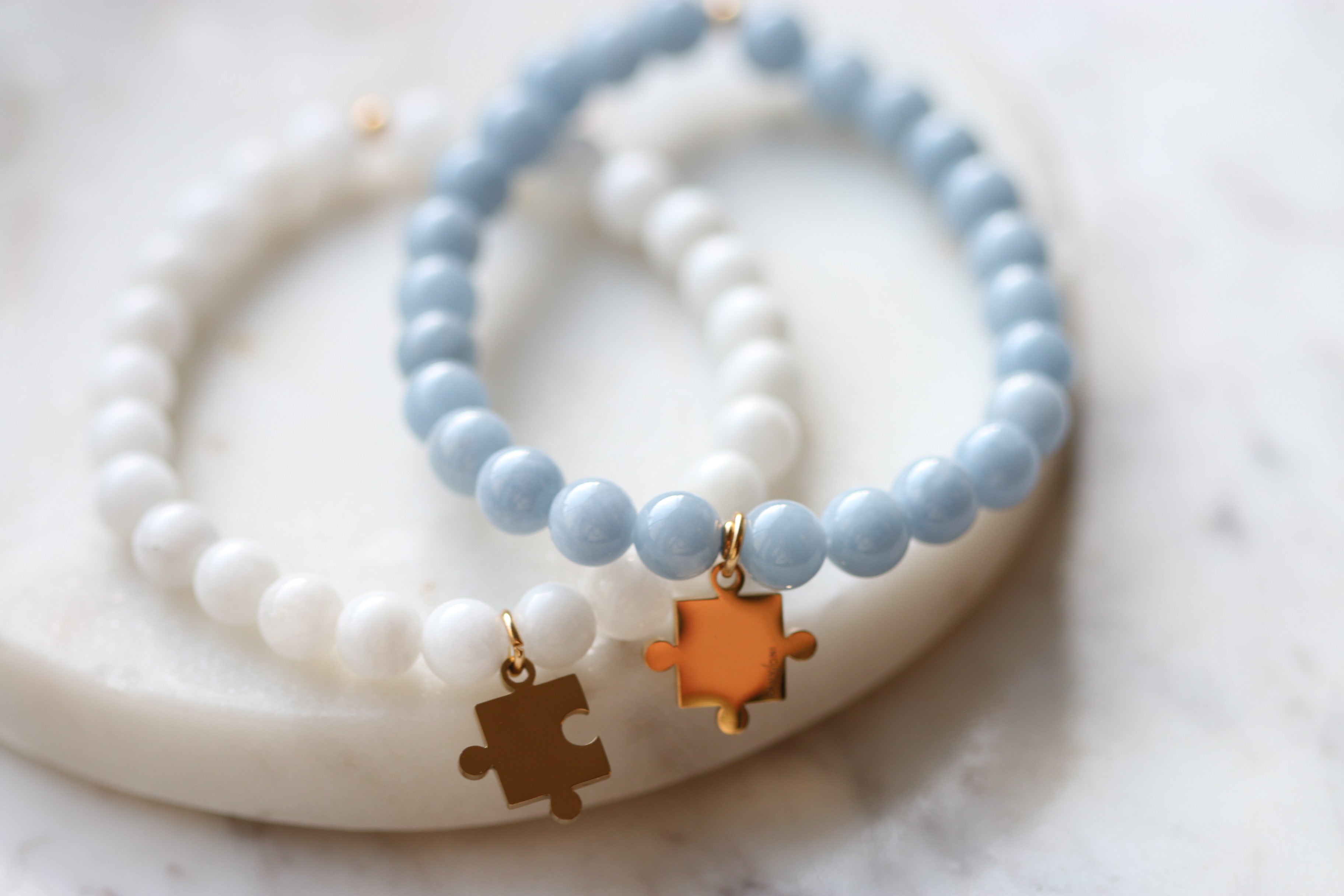 Zestaw Puzzle angelit + kamień księżycowy