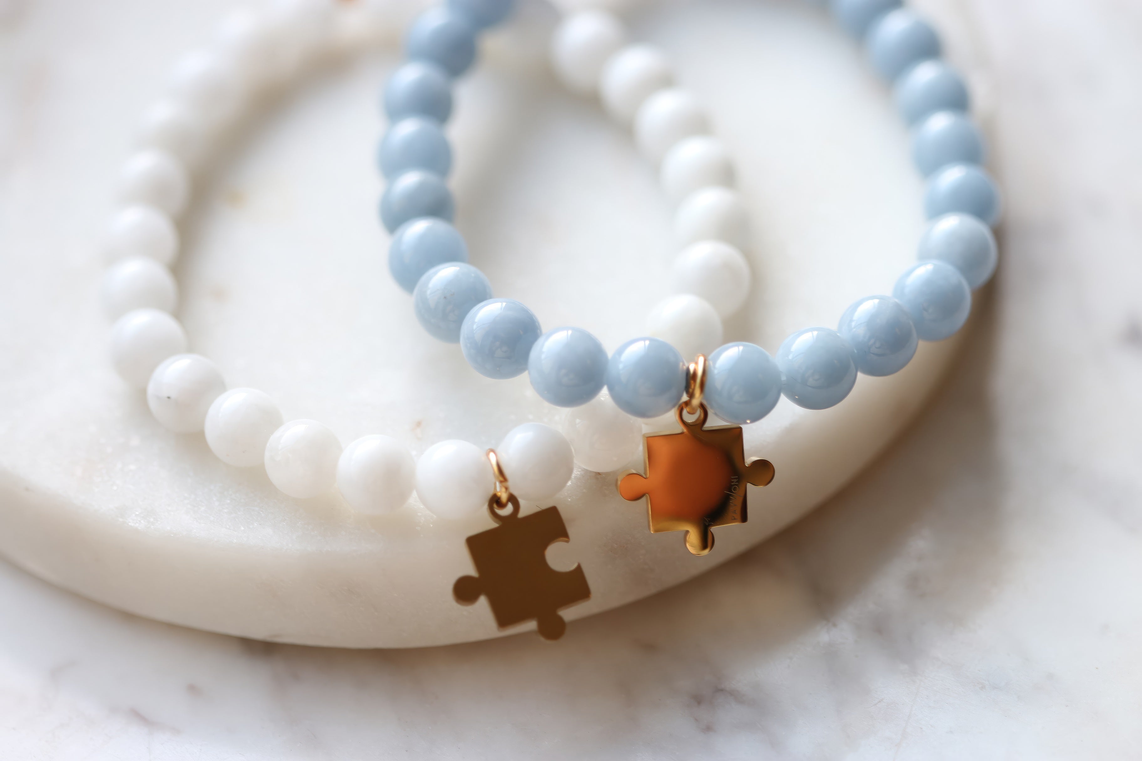 Zestaw Puzzle angelit + kamień księżycowy